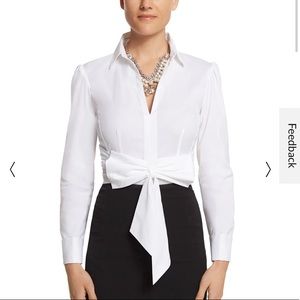 White House Black Market Bow Front Poplin Blouse